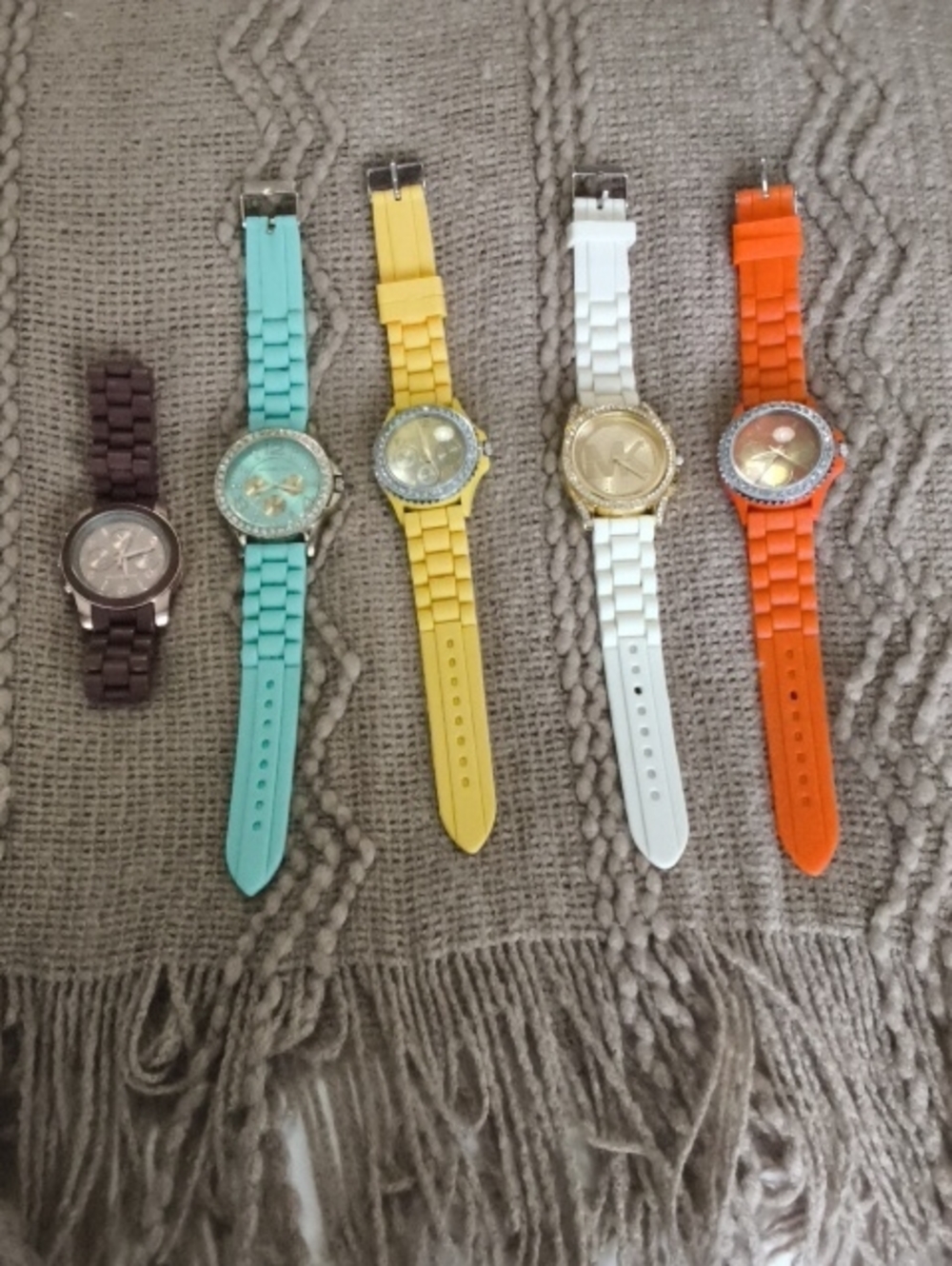 Lot Of  Silicone Strap Watch - Turquoise, Yellow, White, Orange, Brown